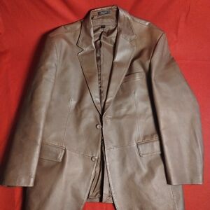 Stafford Collections Brown Leather Blazer - Mens Large
